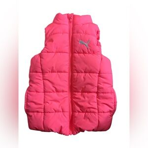 PUMA Girls Pink Puffer Vest Size 3/4 XXS Lightweight Zip Front